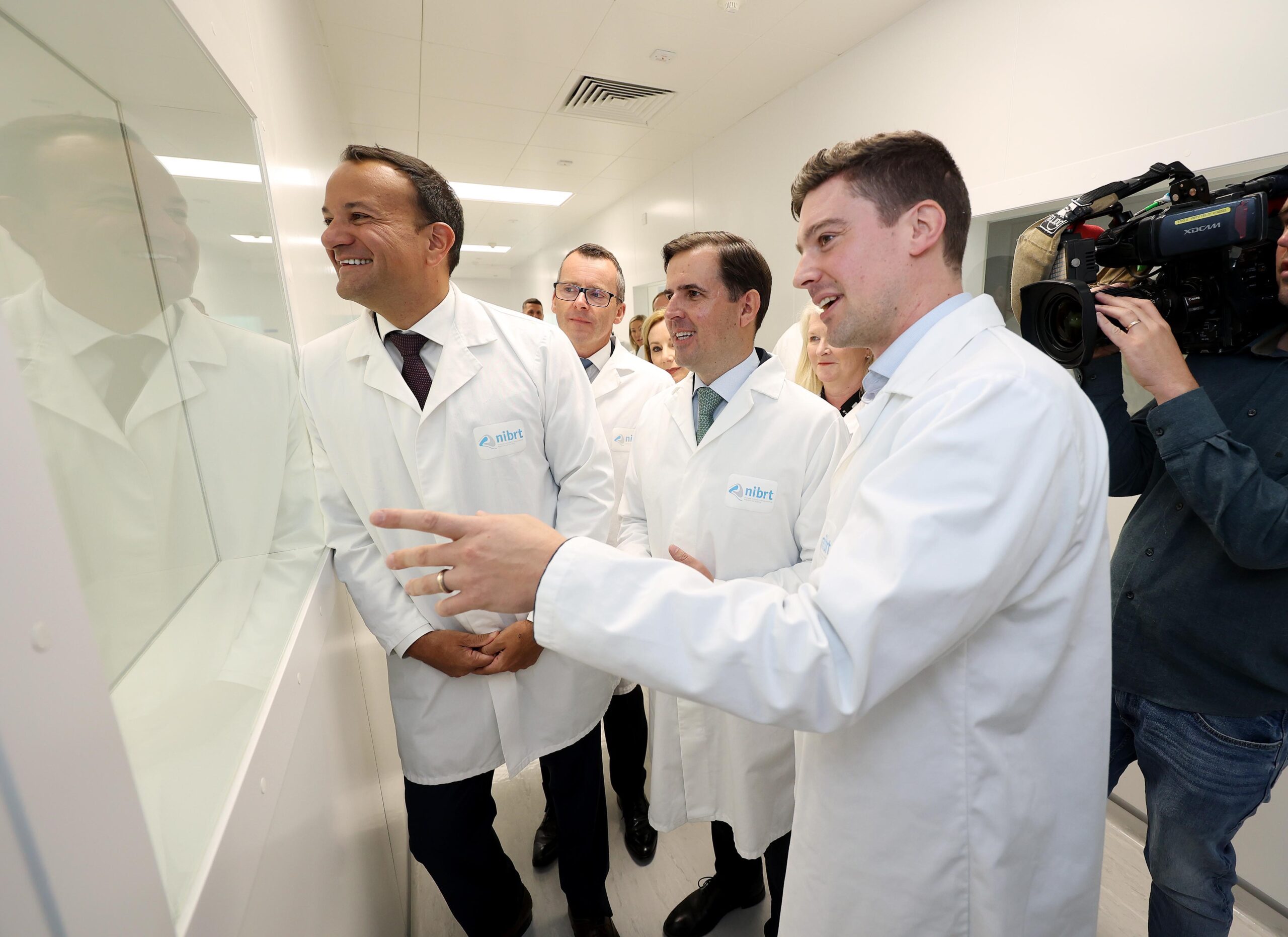 No Repro Fee.
An Tánaiste Leo Varadkar TD, Minister for Enterprise, Trade and Employment (left) with Darrin Morrissey, CEO of NIBRT, Martin Shanahan, CEO, IDA Ireland and Adam Pritchard,  
Training Team lead at NIBRT (right), pictured at the construction site launch of 
the National Institute for Bioprocessing Research and Training’s state-of-the-art advanced therapeutics research and training facility which expects to complete by the second quarter of 2023. Pic. Robbie Reynolds